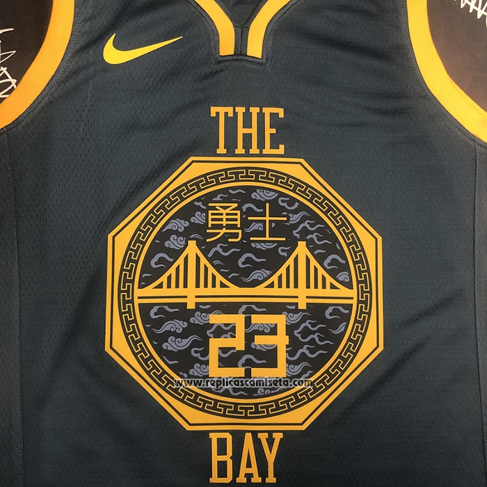 Camiseta Golden State Warriors Draymond Green #23 Ciudad 2018-19 Azul